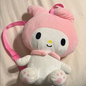 Plush Backpack for Kids - Pink and White